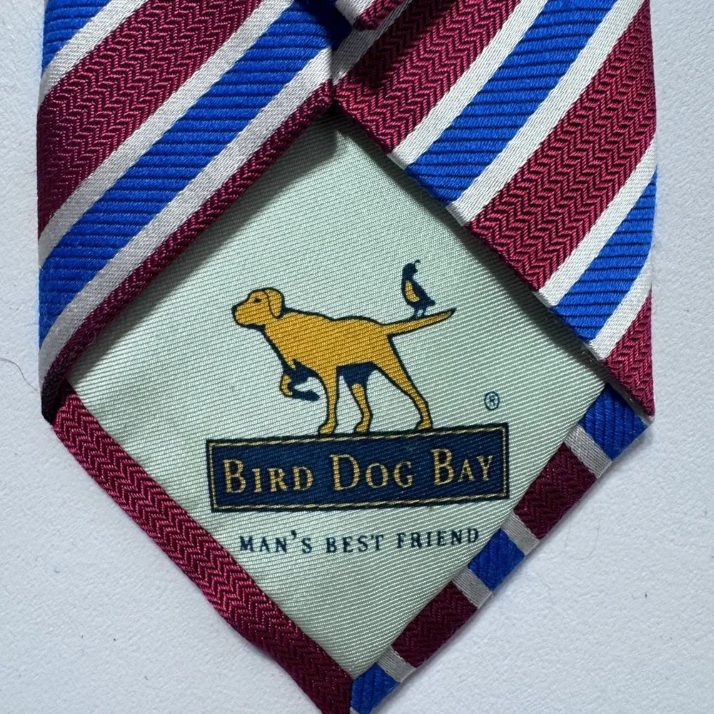 Bird Dog Bay Necktie Mens OS Red Blue Silk Wool Repp Stripe Preppy Classic